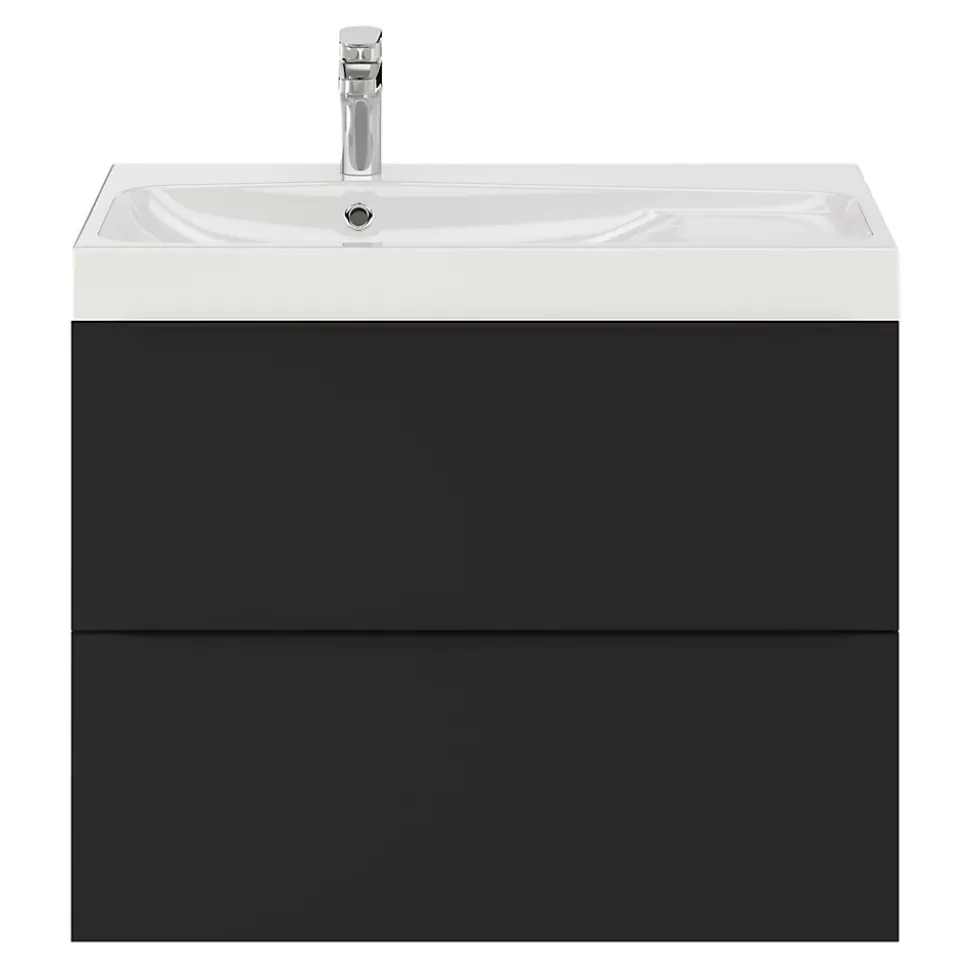 Meuble sous vasque suspendu noir mat l.80 x H.60 x P.45 cm, GoodHome Imandra