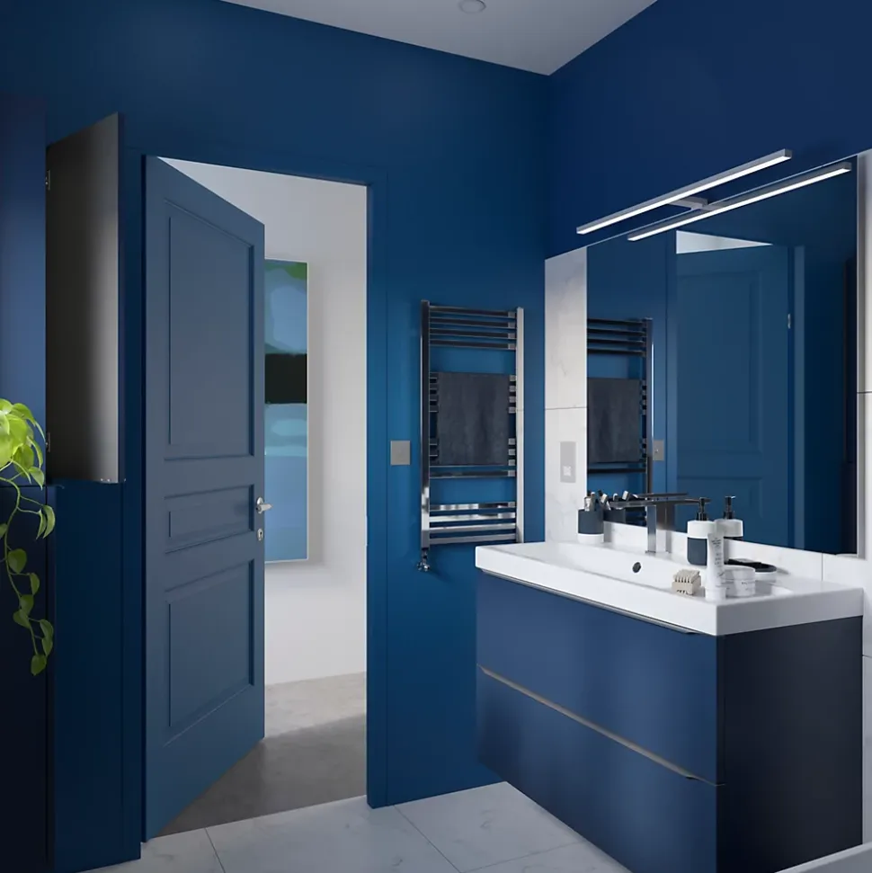 Meuble sous vasque suspendu bleu nuit mat l.100 x H.60 x P.45 cm, GoodHome Imandra