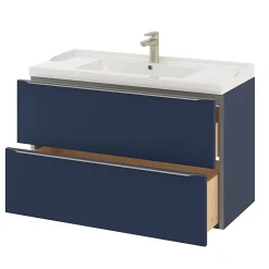 Meuble sous vasque suspendu bleu nuit mat l.100 x H.60 x P.45 cm, GoodHome Imandra