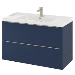 Meuble sous vasque suspendu bleu nuit mat l.100 x H.60 x P.45 cm, GoodHome Imandra