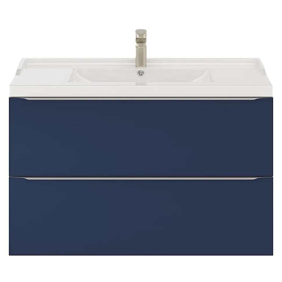 Meuble sous vasque suspendu bleu nuit mat l.100 x H.60 x P.45 cm, GoodHome Imandra