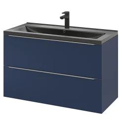 Meuble sous vasque suspendu bleu nuit mat l.100 x H.60 x P.45 cm, GoodHome Imandra