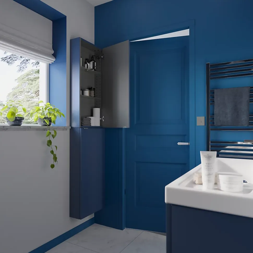 Meuble sous vasque suspendu bleu nuit mat l.100 x H.60 x P.45 cm, GoodHome Imandra