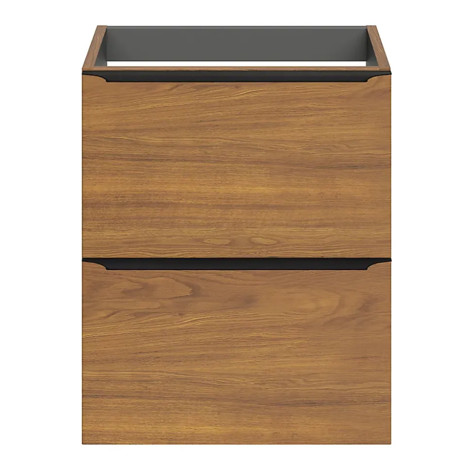 Meuble sous vasque suspendu faible profondeur effet noyer l.50 x H.60 x P.36 cm, GoodHome Imandra