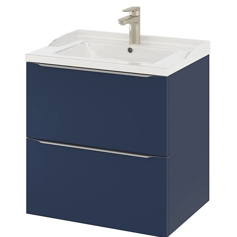 Meuble sous vasque suspendu bleu nuit mat l.60 x H.60 x P.45 cm, GoodHome Imandra