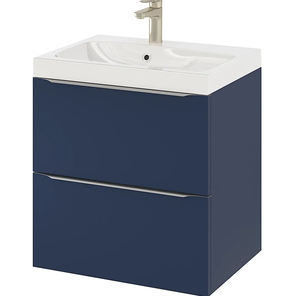 Meuble sous vasque suspendu bleu nuit mat l.60 x H.60 x P.45 cm, GoodHome Imandra