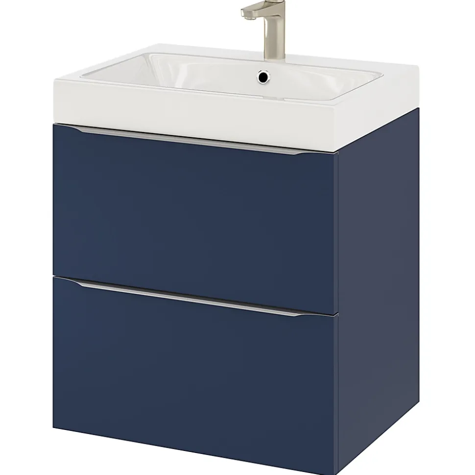 Meuble sous vasque suspendu bleu nuit mat l.60 x H.60 x P.45 cm, GoodHome Imandra