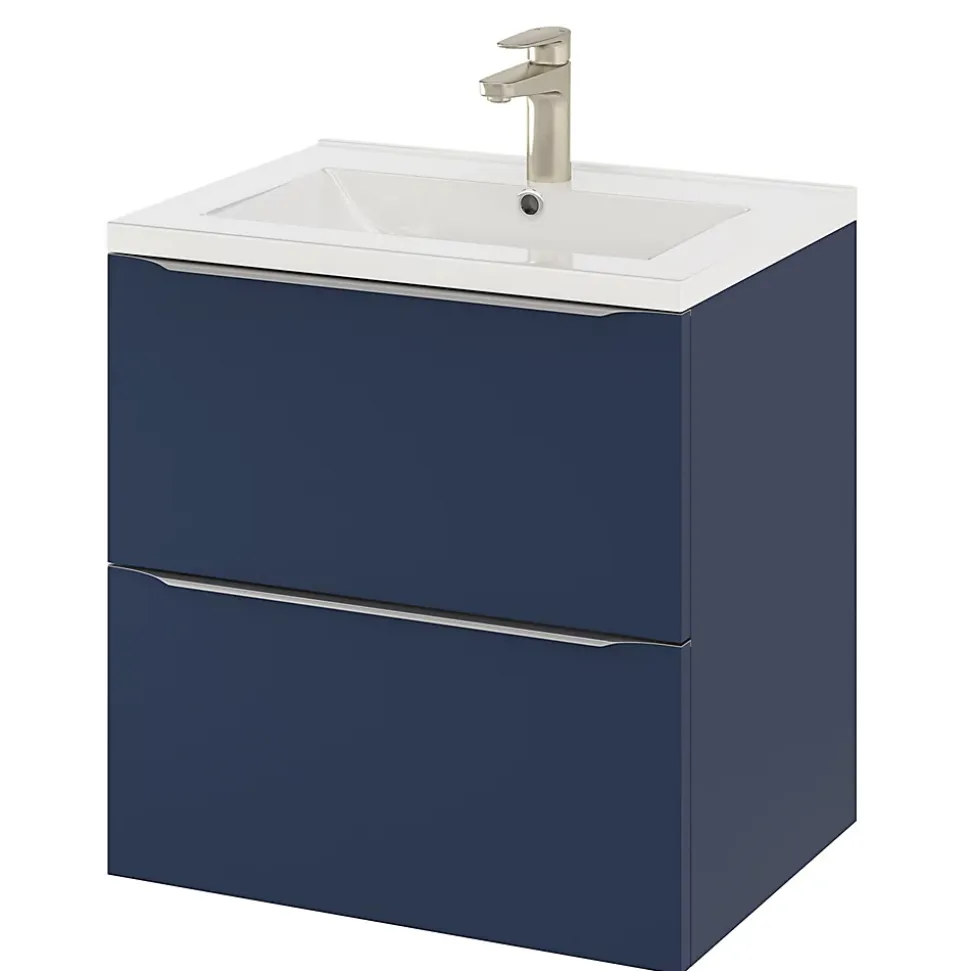 Meuble sous vasque suspendu bleu nuit mat l.60 x H.60 x P.45 cm, GoodHome Imandra