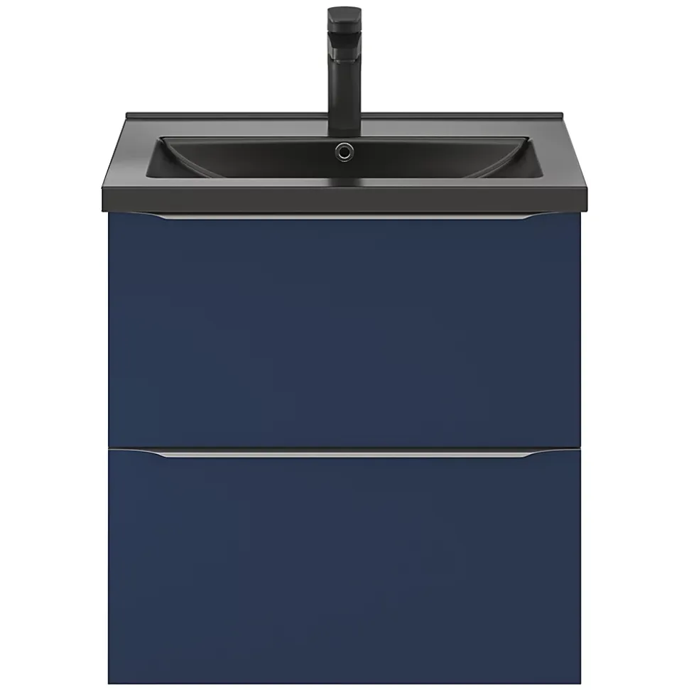 Meuble sous vasque suspendu bleu nuit mat l.60 x H.60 x P.45 cm, GoodHome Imandra