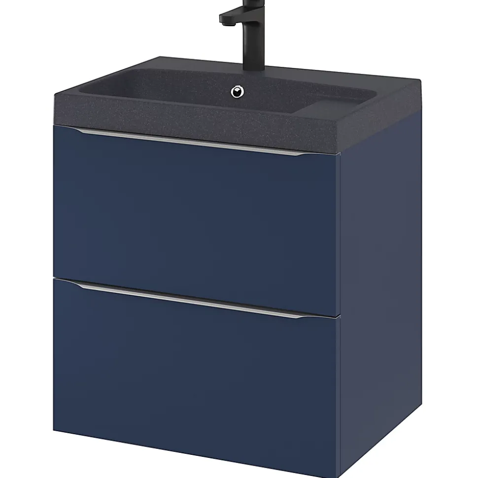 Meuble sous vasque suspendu bleu nuit mat l.60 x H.60 x P.45 cm, GoodHome Imandra