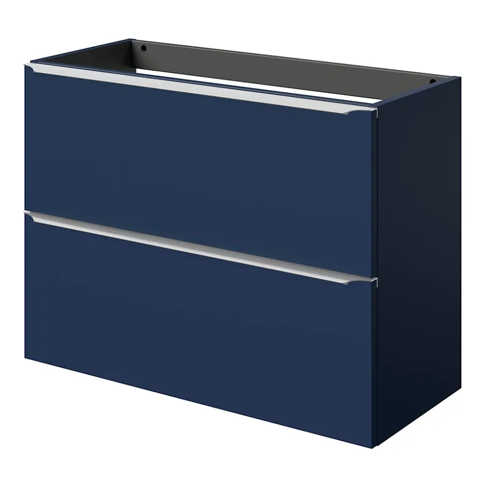 Meuble sous vasque suspendu faible profondeur bleu nuit mat l.80 x H.60 x P.36 cm, GoodHome Imandra