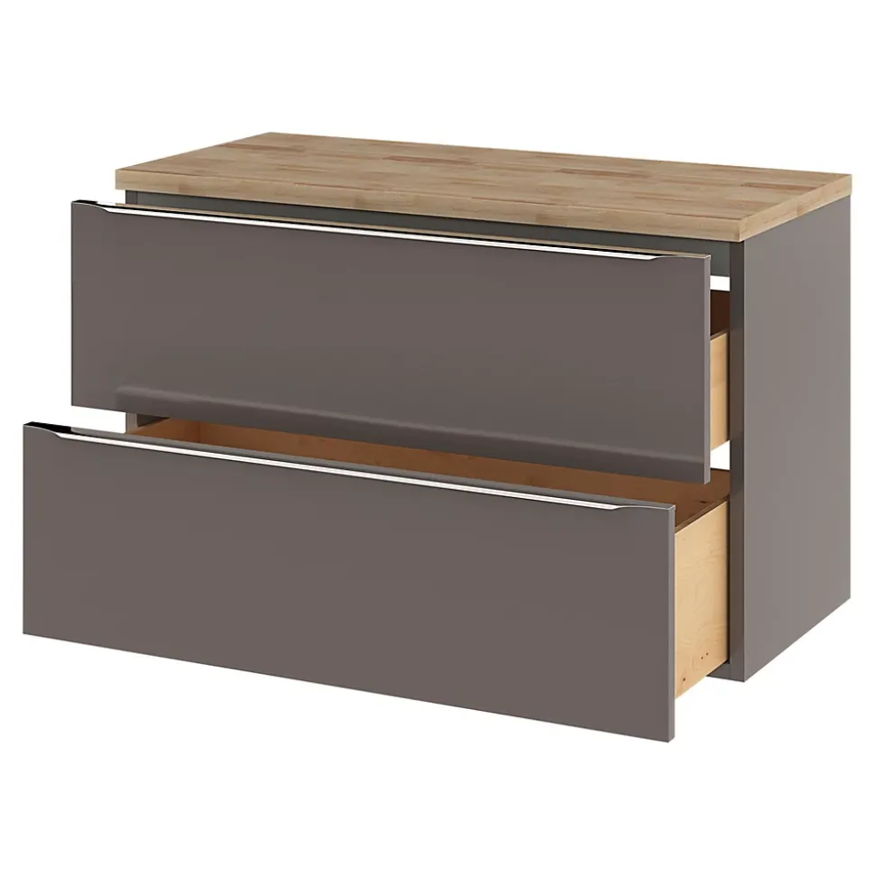 Meuble sous vasque suspendu gris taupe brillant l.100 x H.60 x P.45 cm, GoodHome Imandra