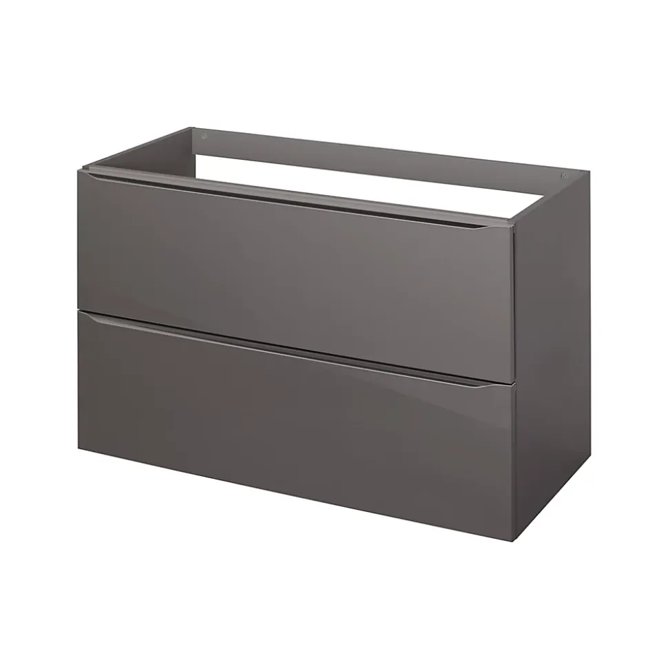 Meuble sous vasque suspendu gris taupe brillant l.100 x H.60 x P.45 cm, GoodHome Imandra