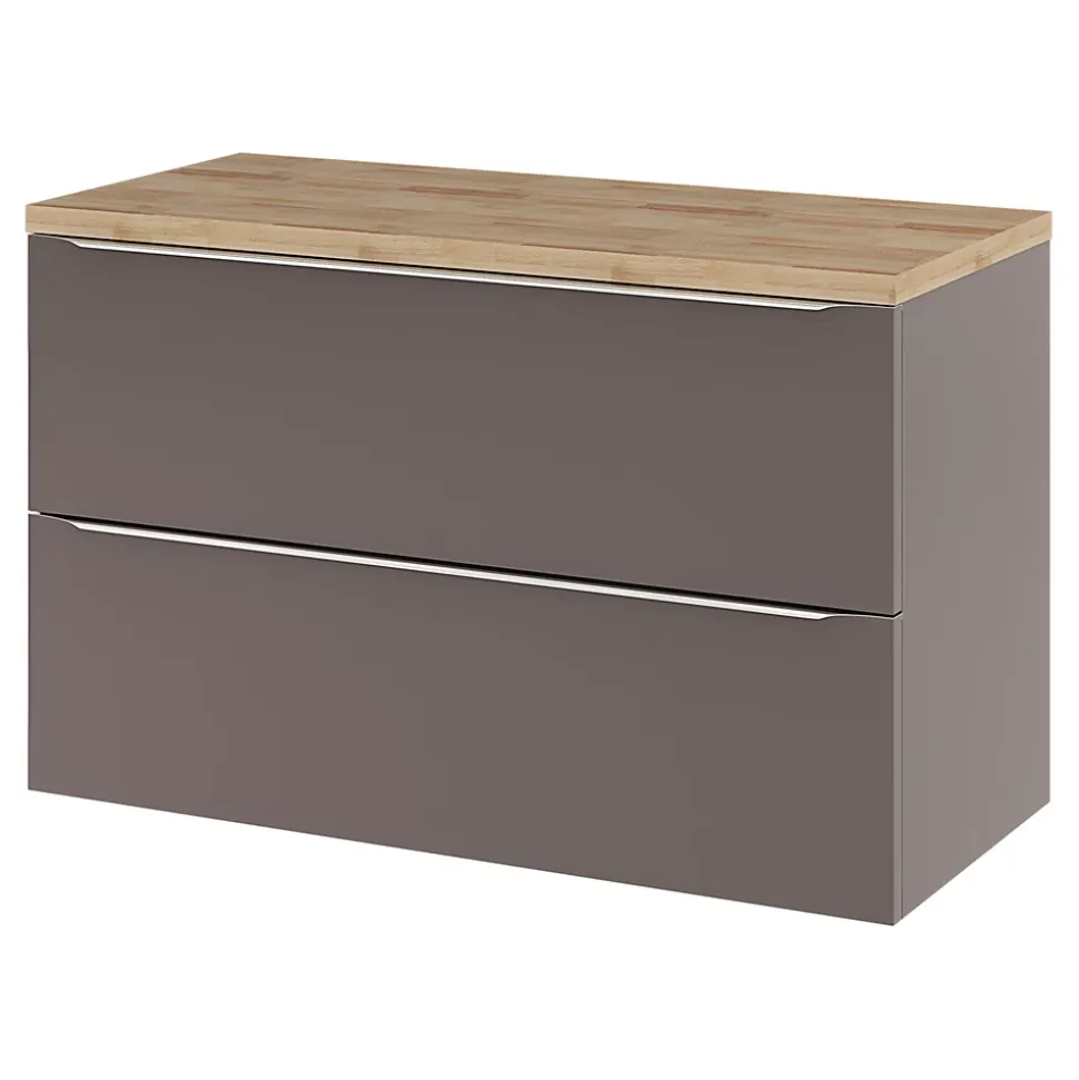 Meuble sous vasque suspendu gris taupe brillant l.100 x H.60 x P.45 cm, GoodHome Imandra