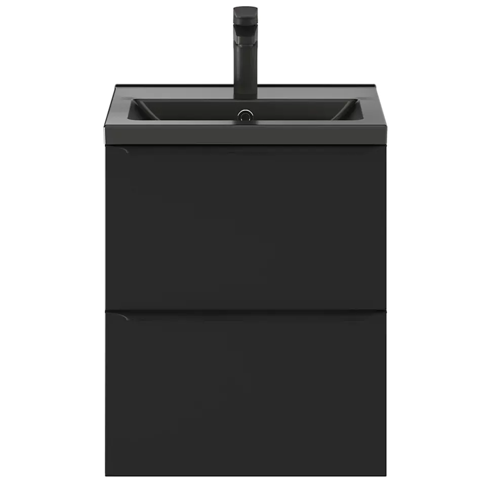 Meuble sous vasque suspendu faible profondeur noir mat l.50 x H.60 x P.36 cm, GoodHome Imandra