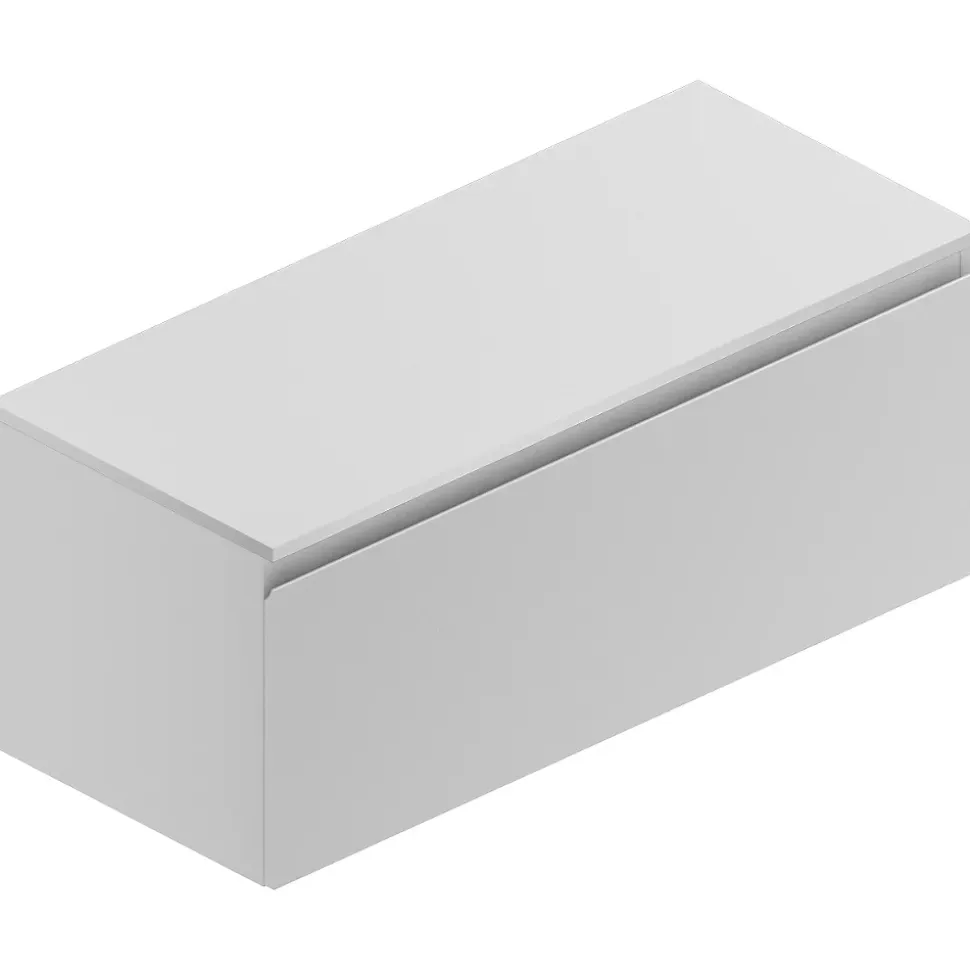 Meuble sous vasque suspendu blanc l.120 cm pour double vasque, Pura