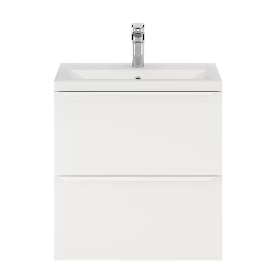 Meuble sous vasque suspendu faible profondeur blanc mat l.60 x H.60 x P.36 cm, GoodHome Imandra