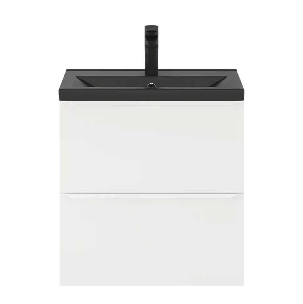 Meuble sous vasque suspendu faible profondeur blanc mat l.60 x H.60 x P.36 cm, GoodHome Imandra