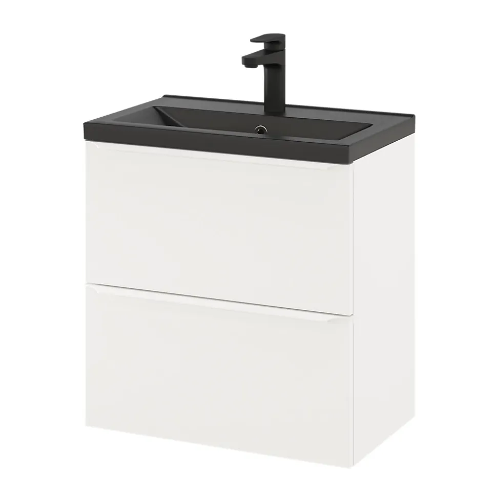 Meuble sous vasque suspendu faible profondeur blanc mat l.60 x H.60 x P.36 cm, GoodHome Imandra