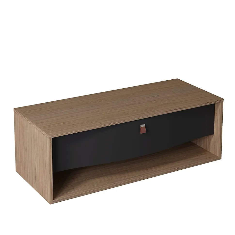 Meuble sous vasque suspendu noir mat 1 tiroir l.120 x H.40 x P.50 cm, Decotec Havana