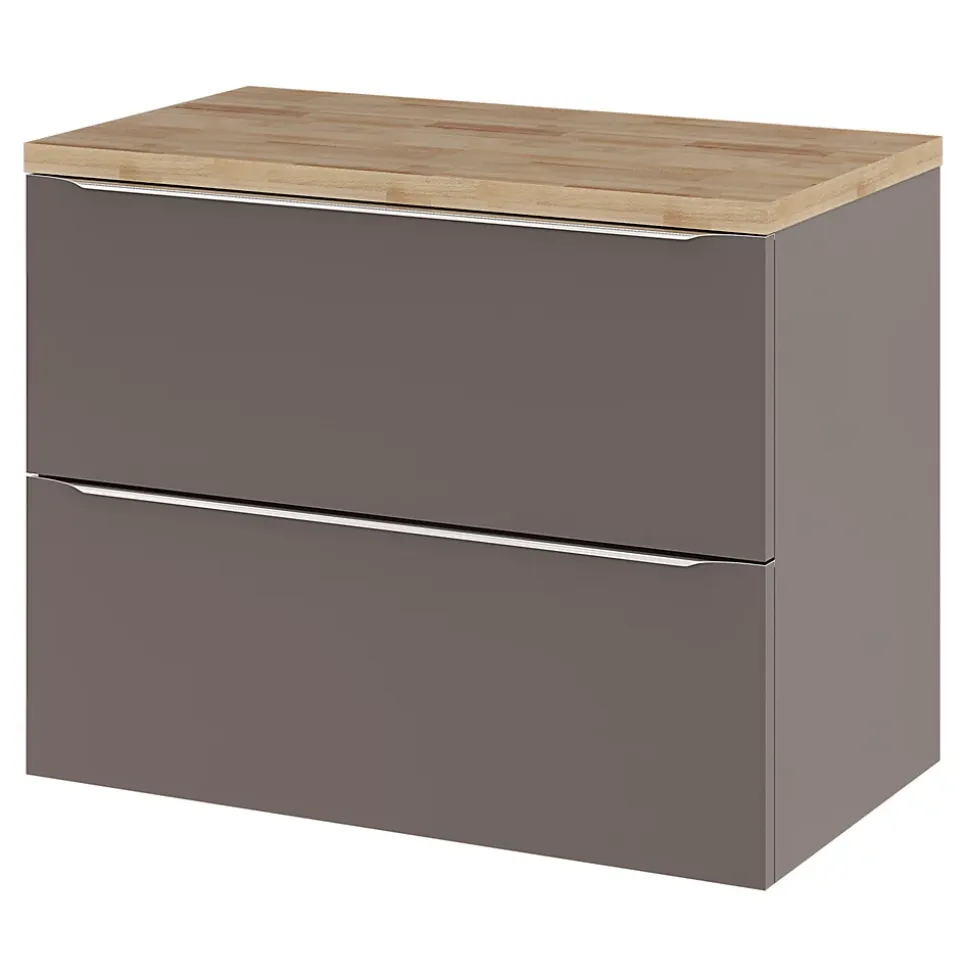 Meuble sous vasque suspendu gris taupe brillant l.80 x H.60 x P.45 cm, GoodHome Imandra