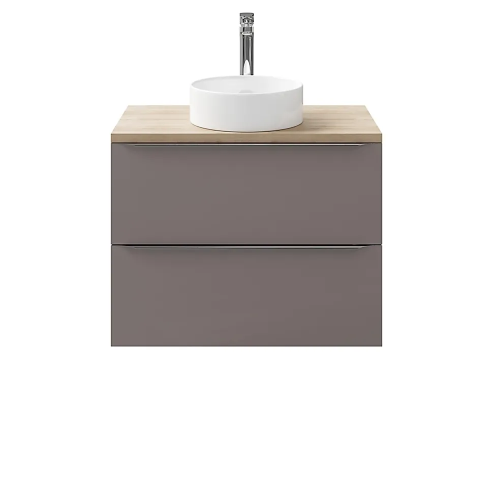Meuble sous vasque suspendu gris taupe brillant l.80 x H.60 x P.45 cm, GoodHome Imandra