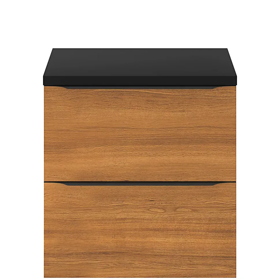 Meuble sous vasque suspendu effet noyer l.60 x H.60 x P.45 cm, GoodHome Imandra