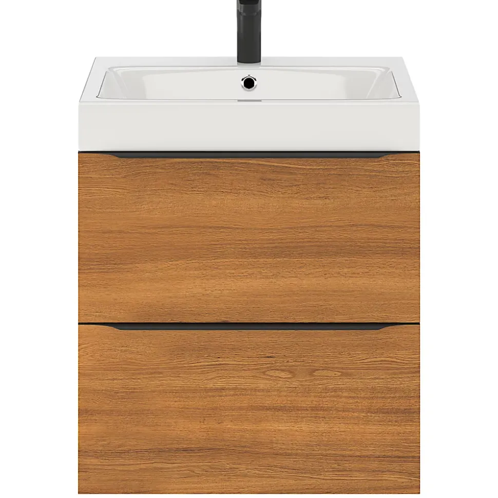 Meuble sous vasque suspendu effet noyer l.60 x H.60 x P.45 cm, GoodHome Imandra