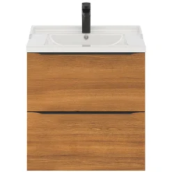 Meuble sous vasque suspendu effet noyer l.60 x H.60 x P.45 cm, GoodHome Imandra