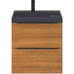 Meuble sous vasque suspendu effet noyer l.60 x H.60 x P.45 cm, GoodHome Imandra