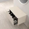 Meuble sous-vasque à suspendre l.95 cm avec plan de toilette et pieds H.29 cm, beige coton, Idra
