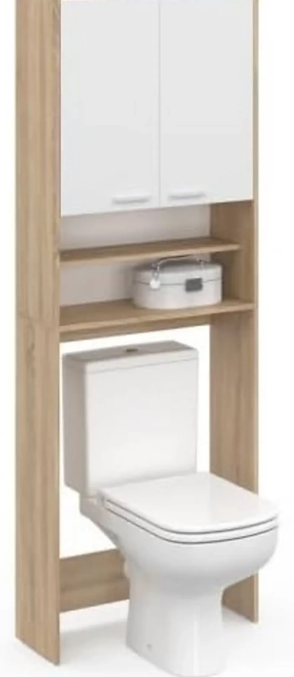 Meuble Étagères de Rangement Contemporain Blanc et Hêtre