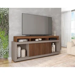 Meuble TV - AEGON - 70 Pouces - Imitation Wengé - 2 Portes Coulissantes - 180 cm