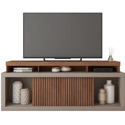 Meuble TV - AEGON - 70 Pouces - Imitation Wengé - 2 Portes Coulissantes - 180 cm