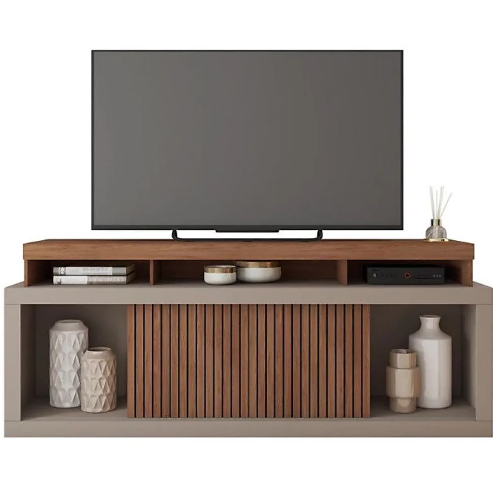 Meuble TV - AEGON - 70 Pouces - Imitation Wengé - 2 Portes Coulissantes - 180 cm
