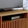 Meuble TV - AMAZONAS - 70 Pouces - Imitation Chêne - 4 Portes - 7 Niches - 6 Roulettes