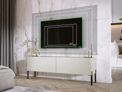 Meuble TV : Cachemire, Pieds Noir, 140 X 52 X 32 Cm