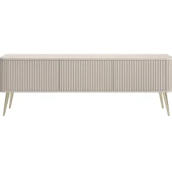 Meuble TV 163 cm 3 portes grège doré OVARLO