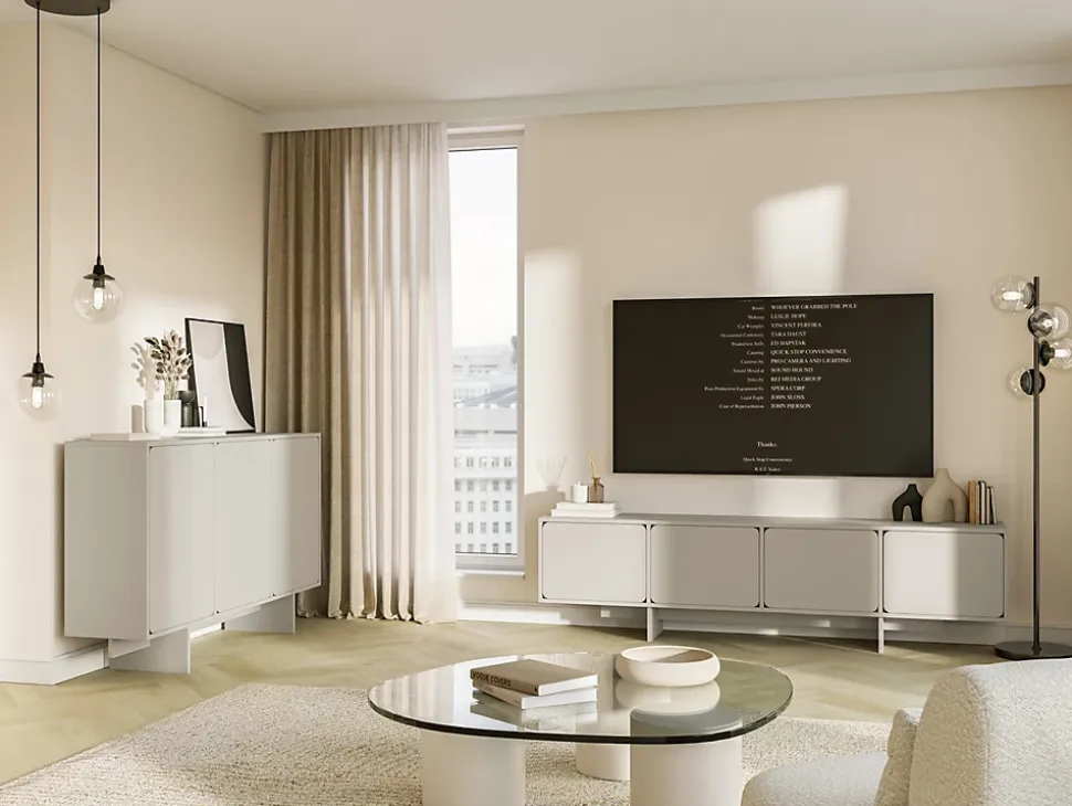 Meuble TV 200 cm 4 portes grège WUWU