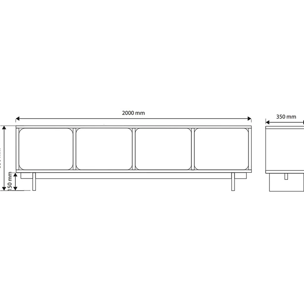 Meuble TV 200 cm 4 portes grège WUWU