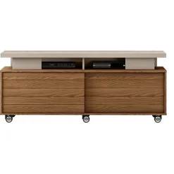 Meuble TV 150 cm 60 Pouces Chêne et Taupe - L 150 x l 38.5 x H 61.7 cm
