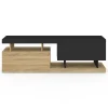 Meuble TV 140 cm ANGULO 2 portes effet bois et noir
