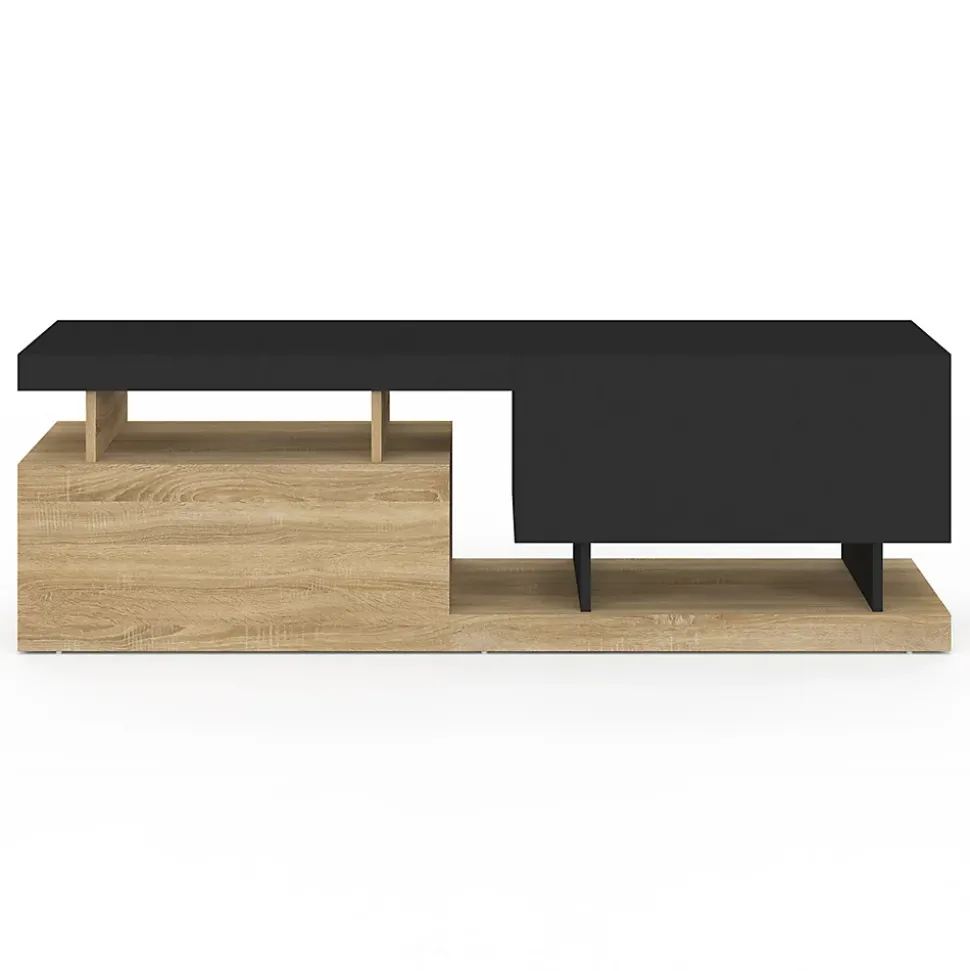Meuble TV 140 cm ANGULO 2 portes effet bois et noir