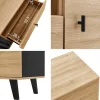 Meuble TV 170 cm avec design bois et noir, tiroirs, fonction de rangement, style élégant et moderne