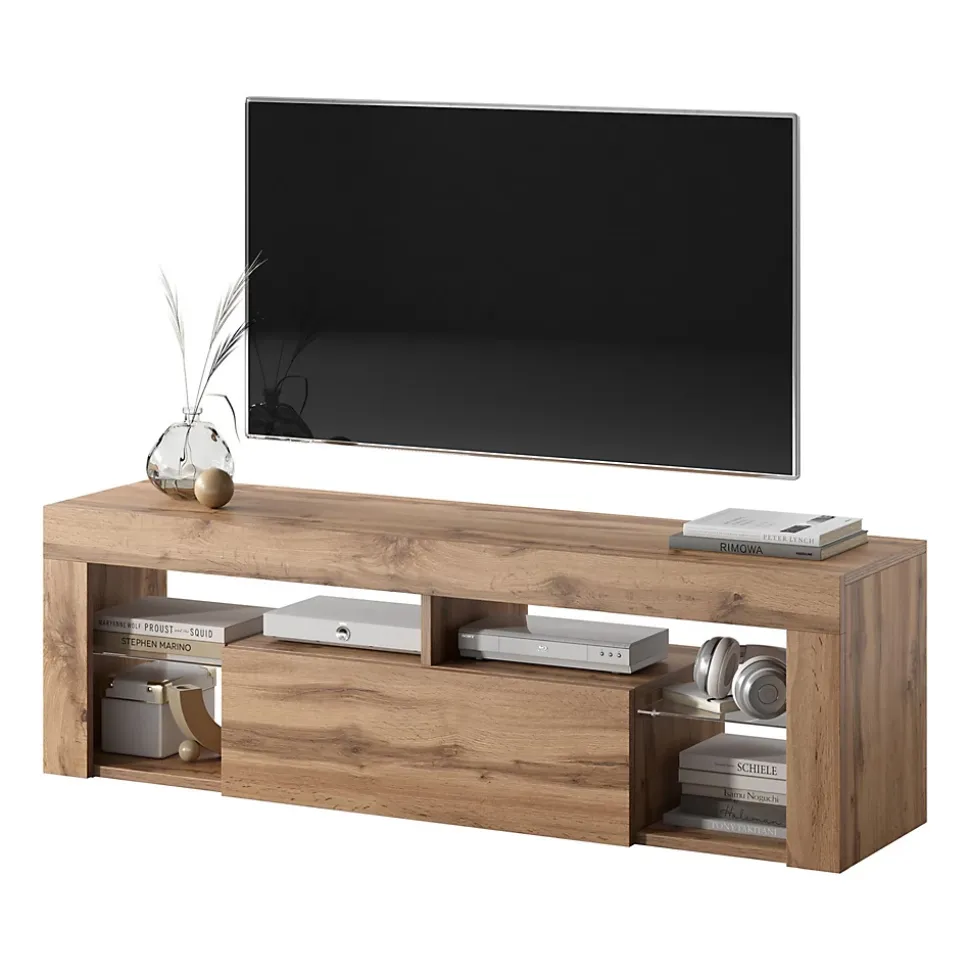 Meuble TV 140 cm avec LED chêne BIANKO