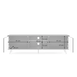 Meuble TV 135 cm avec LED noir et chene Wotan facades a lamelles BELLO