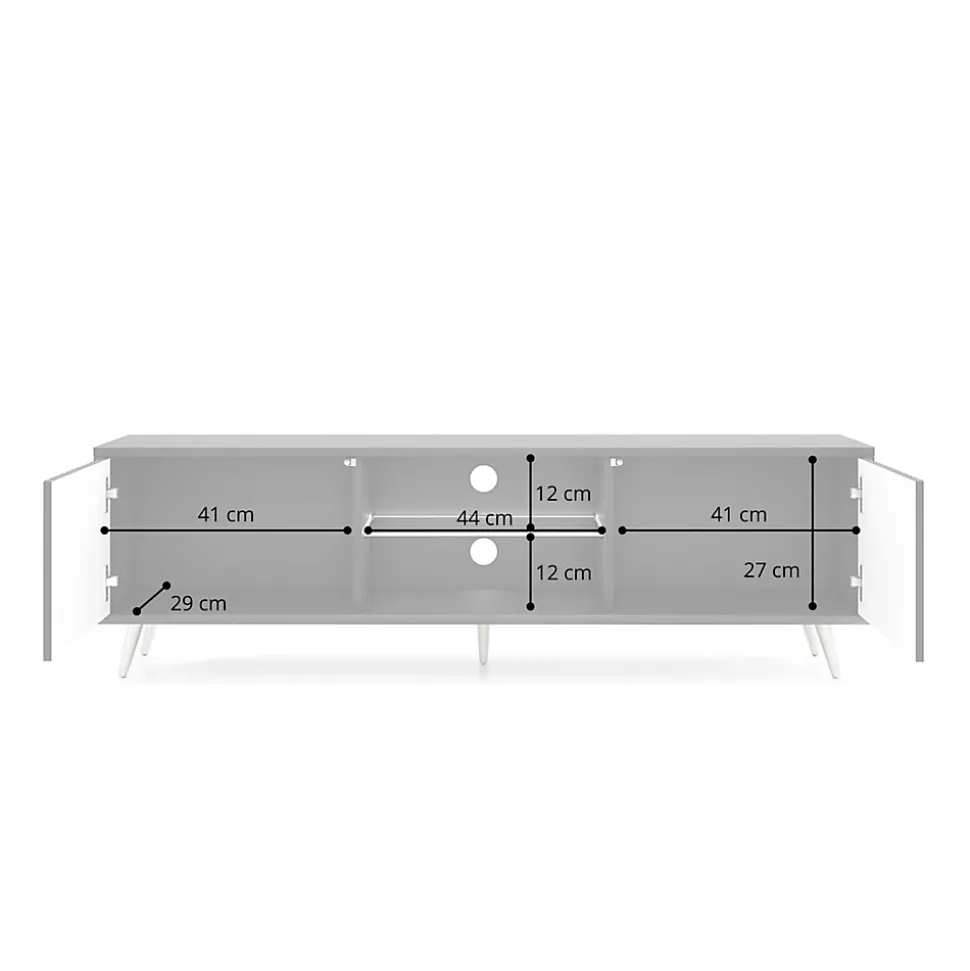 Meuble TV 135 cm avec LED noir et chene Wotan facades a lamelles BELLO