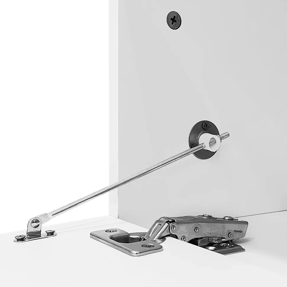 Meuble TV 180 cm avec Rangements et Étagères en Verre, Pieds Bois, Design Moderne, PB Partiellement Brillant - 180x38x48 cm, Blanc