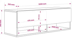 Meuble TV 100 cm Blanc Mat, 100 x 32 x 34 cm