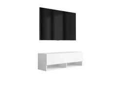 Meuble TV 100 cm Blanc Mat, 100 x 32 x 34 cm